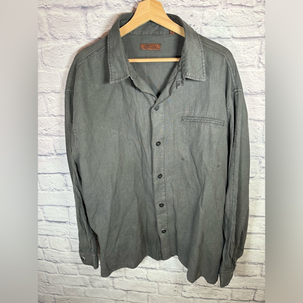 Vertical Robert Comstock Size 2X dark Gray linen blend button down Shirt